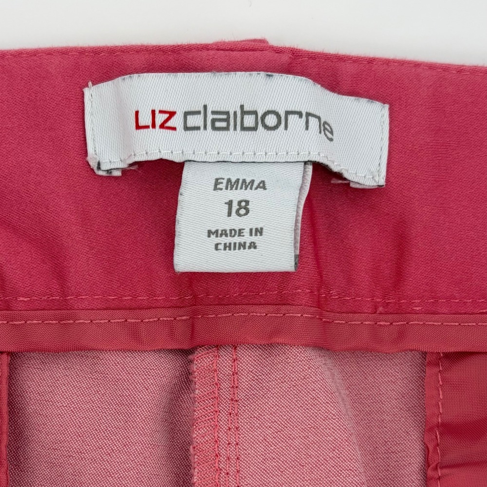 Liz Claiborne Emma Pants Women 18 Pink‎ Cropped Stretch Chino Barbiecore Office - Picture 3 of 7